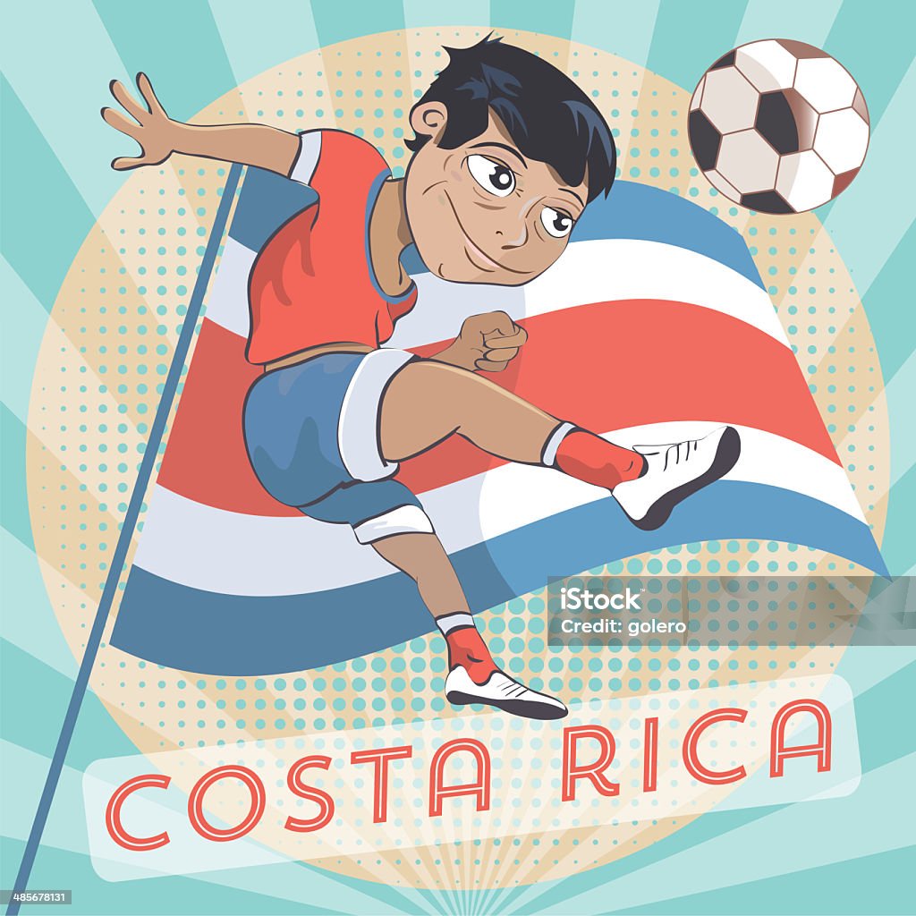 Menino de Futebol da costa Rica - Vetor de Bola de Futebol royalty-free