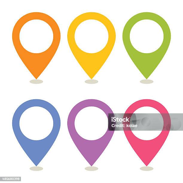 Set Of Map Pointers Stock Illustration - Download Image Now - Map Pin Icon, 2015, Abstract