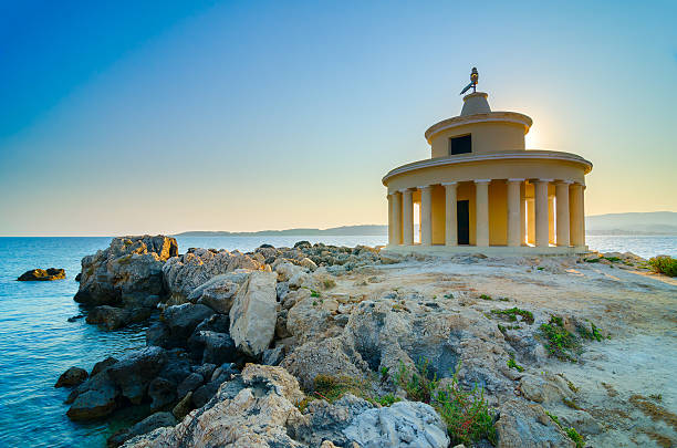 The old beacon in Argostoli The old beacon of saints Theodoroi in Argostoli - Kefalonia, Greece kefalonia stock pictures, royalty-free photos & images