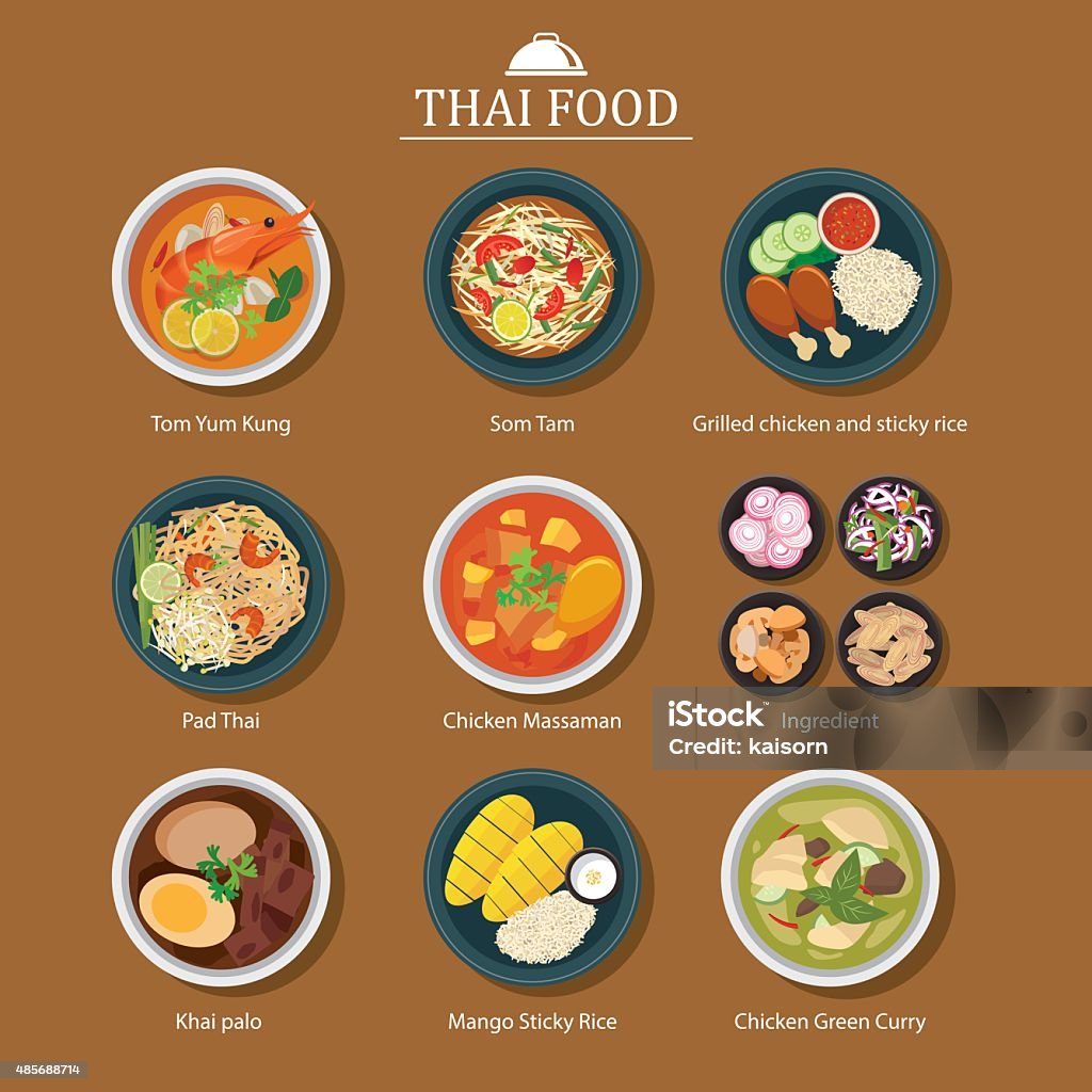 set of thai food Thai Food stock vector