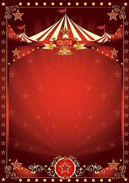 Fun red circus poster A circus background with a large copy space and a big top for your message. circus stock illustrations