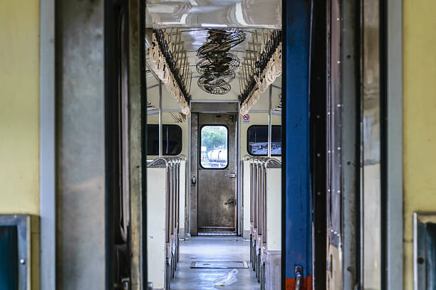 Door inside of old train stock photo