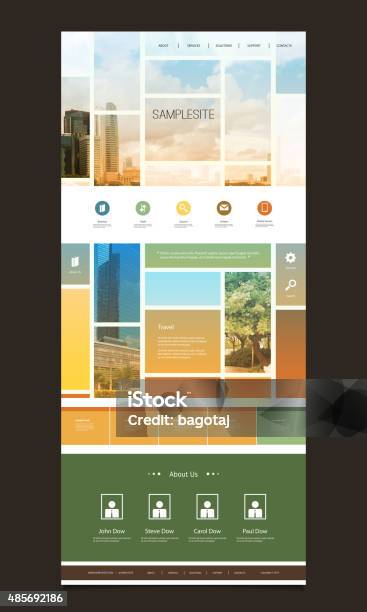 One Page Website Template Different Header Designs Stock Illustration - Download Image Now