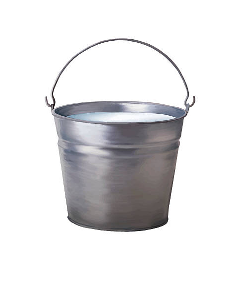 Metallic bucket with milk Vector illustration of Metallic bucket with milk isolated on white background zinc stock illustrations