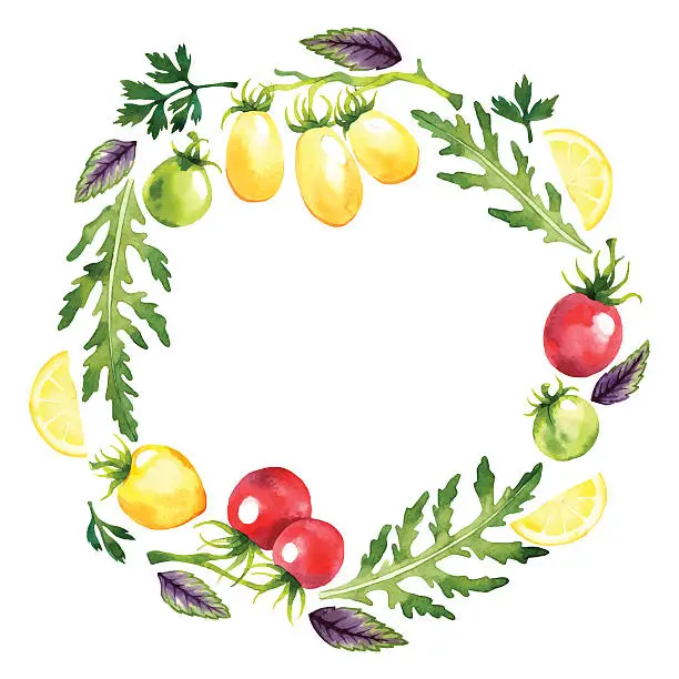 Vector illustration of Vegetables wreath