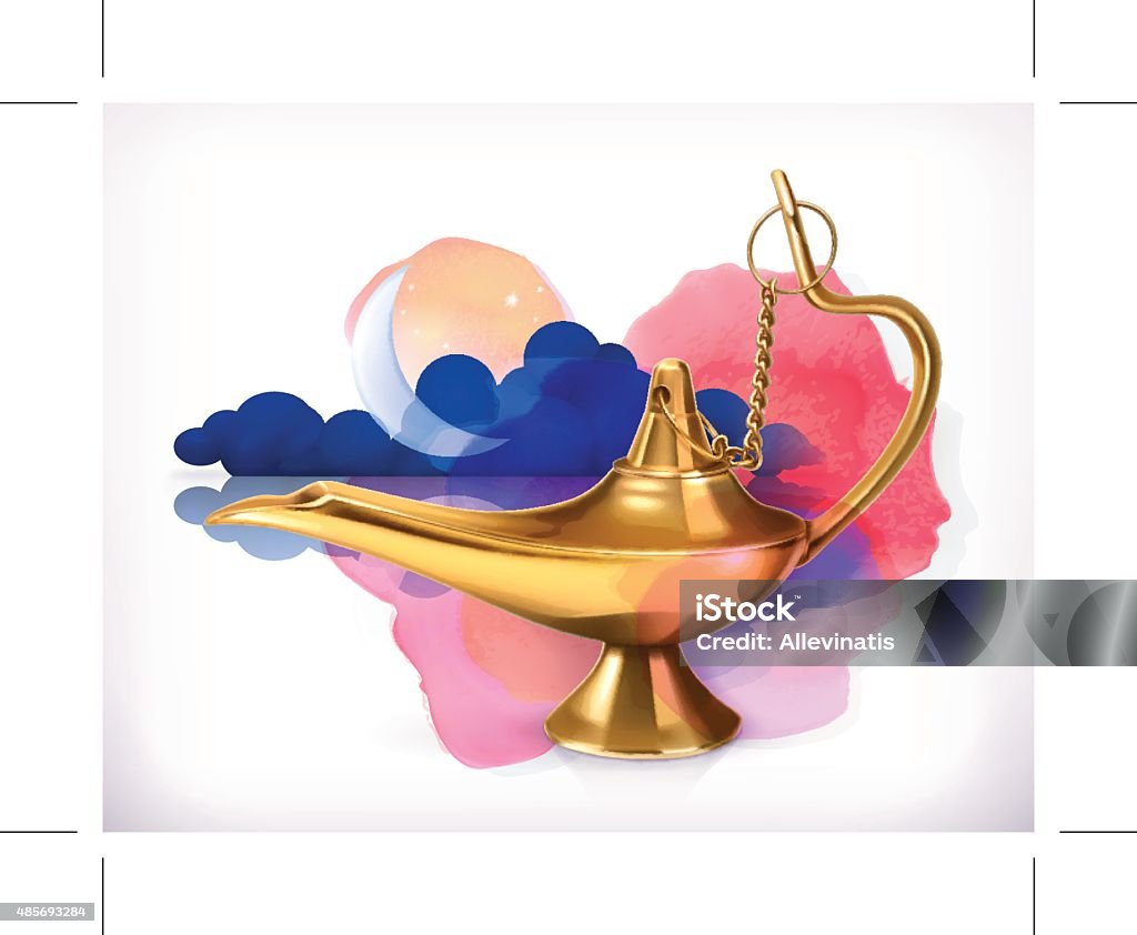 Arabic night, Aladdin's magic lamp, vector illustration Magic Lamp stock vector