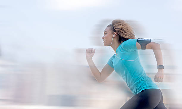 istock Fast woman running very fast outdoors 485693496