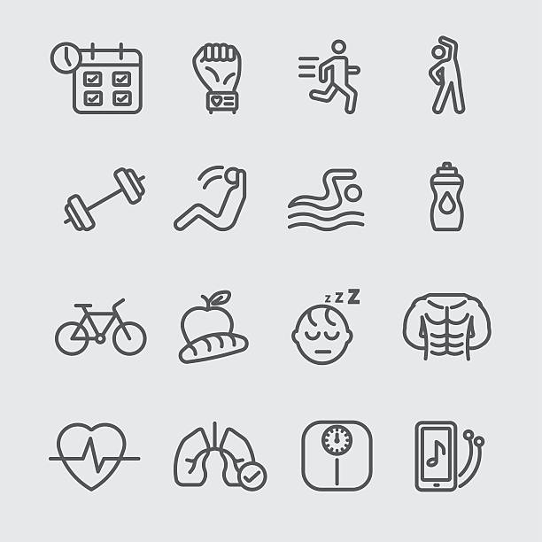 фитнес и здоровье line icon - human lung audio stock illustrations