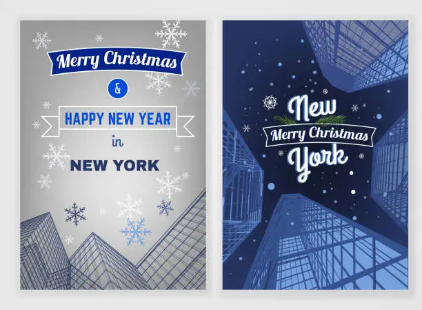 Vector illustration of City Christmas Postcard