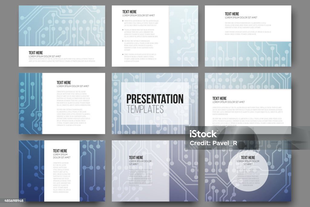 Slides Micro Chip Set Of 9 Vector Templates For Presentation Slides Abstract Microchip ...