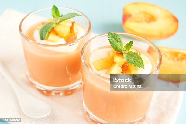 Peach Smoothie Stock Photo - Download Image Now - Blue, Breakfast, Close-up