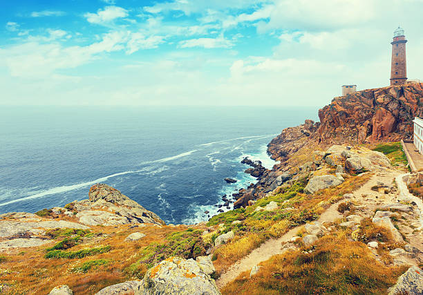 istock Toned photo with the lighthouse on the rocky coast 485704220