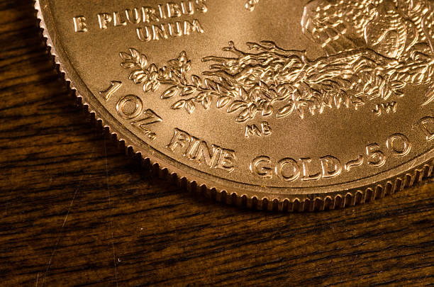 istock 1 oz. Fine Gold (words) on US Gold Eagle Coin 485707278