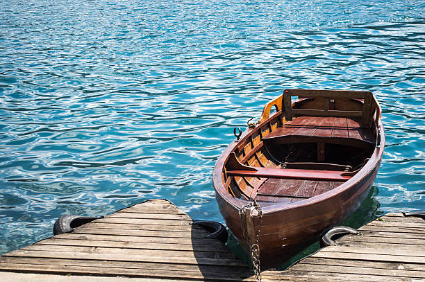 istock Moored and Traditional Wooden Rowboat 485707980