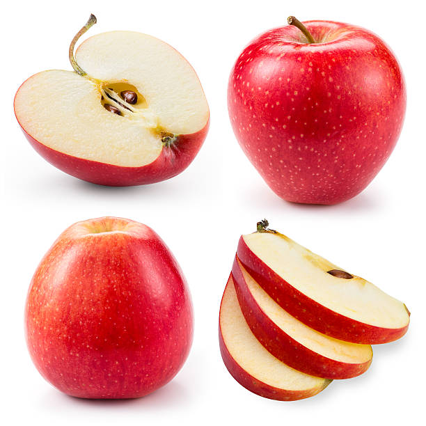 istock Red apple.Whole, half and slice isolated on white. Collection. 485710998