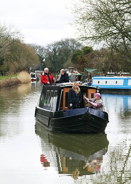 group of adults on narrowboat