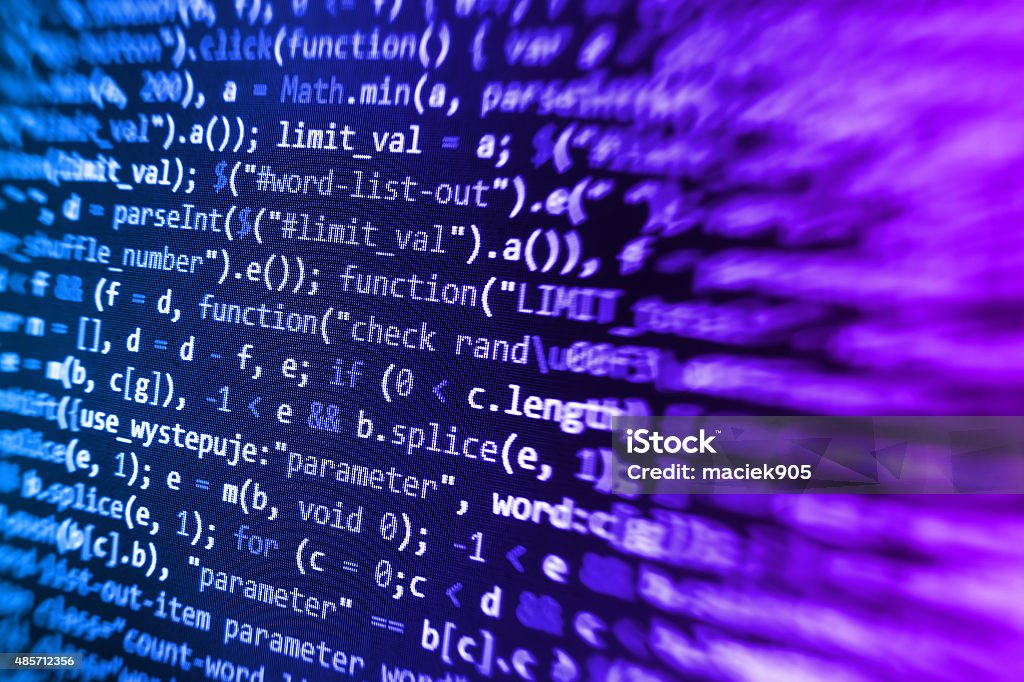 Software developer programming code on computer Software developer programming code on computer. Abstract computer script source code. Abstract Stock Photo