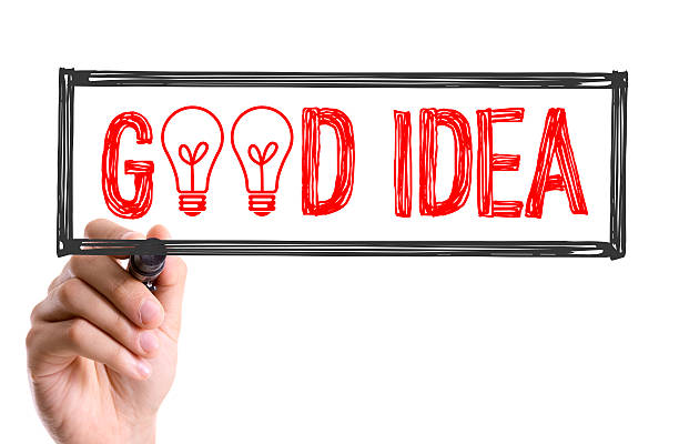 istock Hand with marker writing the word Good Idea 485712654