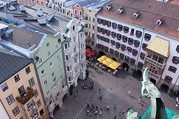 Aerial view of Innsbruck Golden Roof stock photo