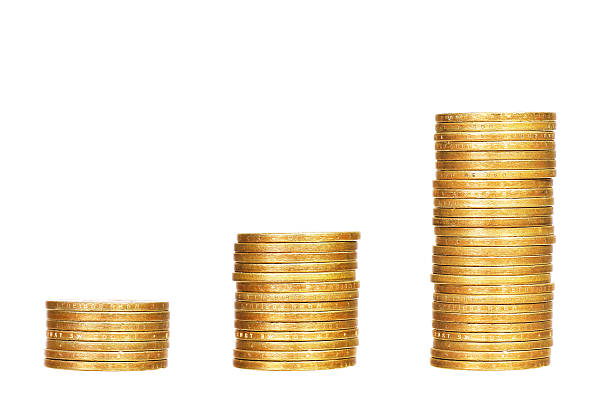 istock Stacks of coins isolated on white 485716276