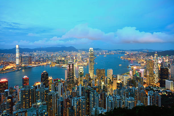 istock Hong Kong Building at night - View from Victoria Peak 485717772
