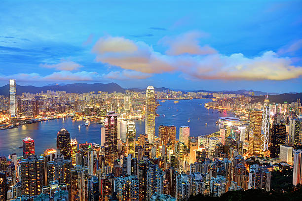 istock Hong Kong Building at night - View from Victoria Peak 485717780