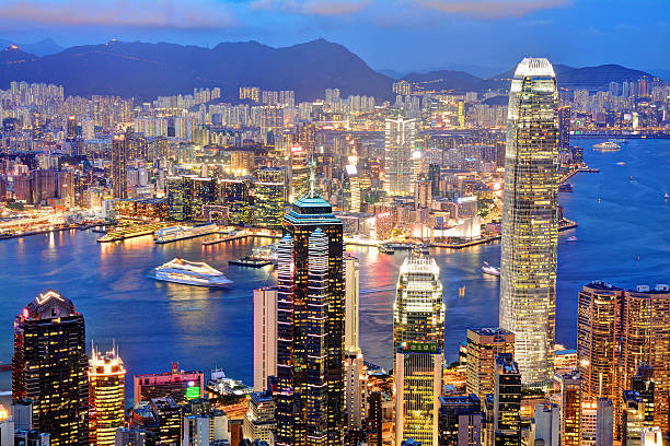 istock Hong Kong Building at night - View from Victoria Peak 485717804