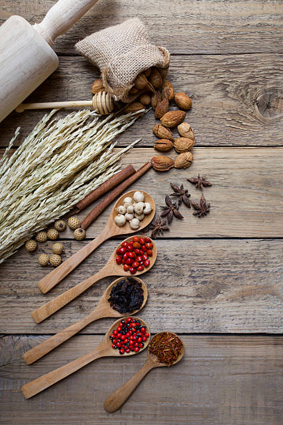 istock Spices on wood spoons 485722160