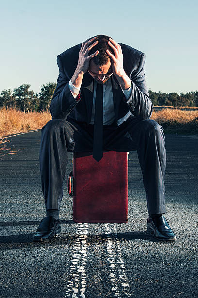 istock Frustrated businessman in the outback 485722430