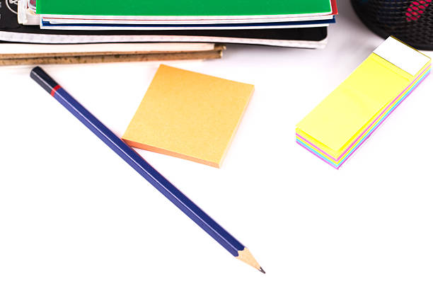istock School and office accessories on white background 485725218