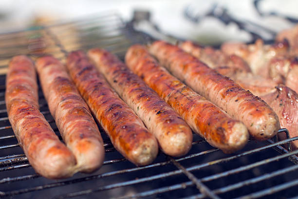 Bratwurst bbq meats smoked summer stock photo