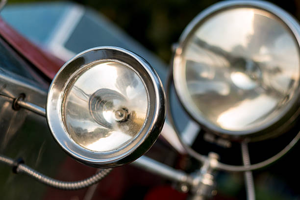 vintage car detail - headlamp stock photo