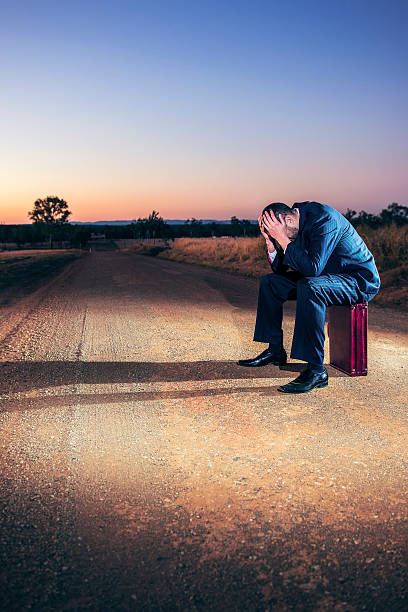 istock Frustrated businessman in the outback 485728260