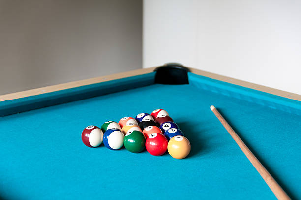 istock cue and balls are on the table for billiard 485730227