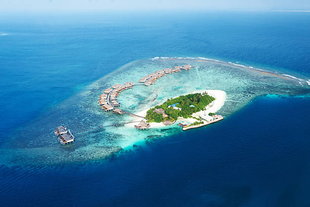 istock Atolls and islands in Maldives from aerial view 485732017