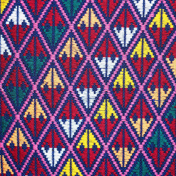Colorful thai handcraft peruvian style rug surface close up. More of this motif & more textiles peruvian stripe beautiful background tapestry persian nomad detail pattern arabic fashionable textile.