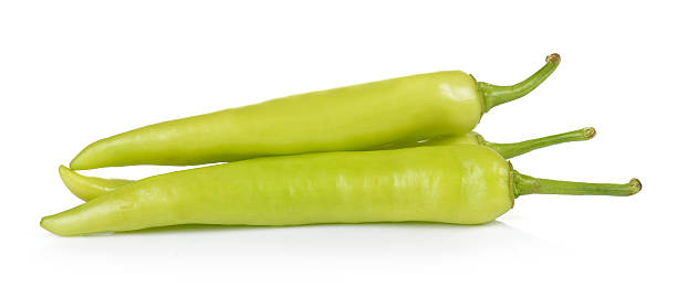 istock Green peppers isolated on white background 485732240