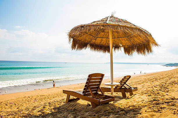 istock The Beach chairs and umbrella on a beautiful panoramic beach 485732772