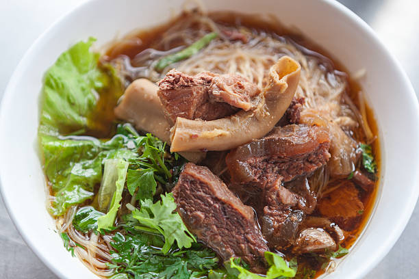 Beef noodles braised taste delicious stock photo