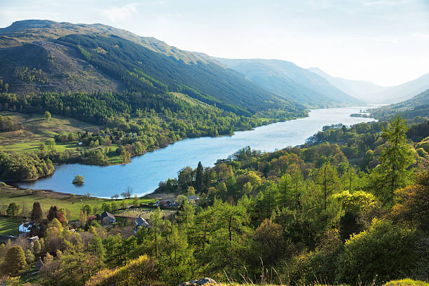 Scotland Loch Voil in spring evening. loch voil stock pictures, royalty-free photos & images