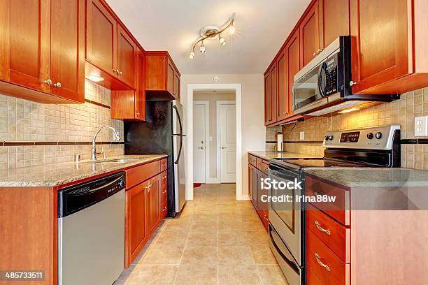 Modern Kitchen Room Interior Stock Photo - Download Image Now - Kitchen, Narrow, Apartment