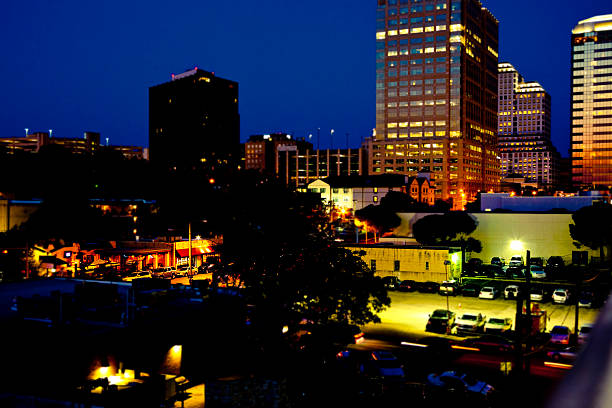 istock Austin, Texas, USA skyline at night.  Skyscrapers. 485734095