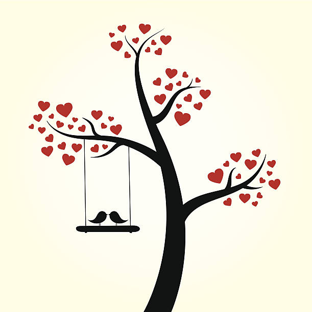 Amor corazón árbol - ilustración de arte vectorial