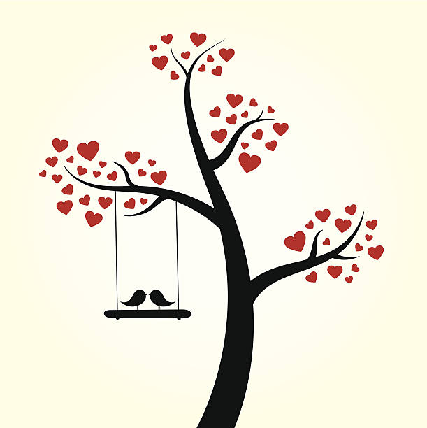 Amor coração de árvore - ilustração de arte em vetor