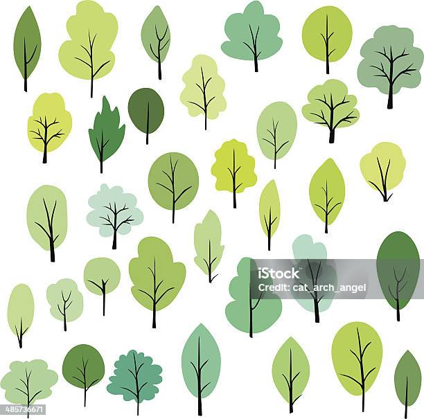 Set Of Different Trees Stock Illustration - Download Image Now - Tree, Illustration, Vector