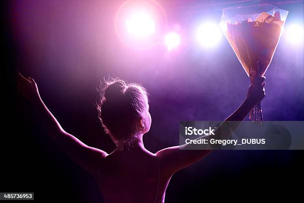 Young Artist Girl Greeting Her Public After Performance On Stage Stock Photo - Download Image Now