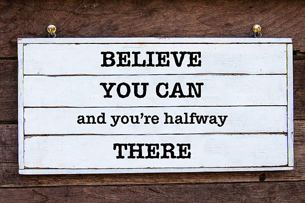 istock Inspirational message - Believe You Can and You're Halfway There 485737472