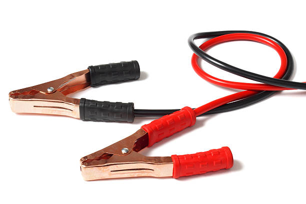 Jumper cables on white stock photo