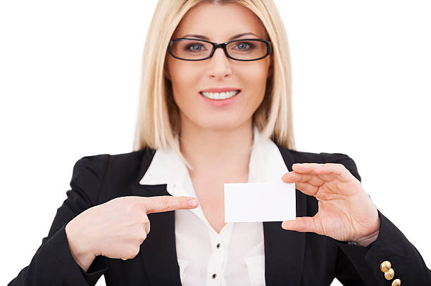 istock Copy space on her business card. 485738581