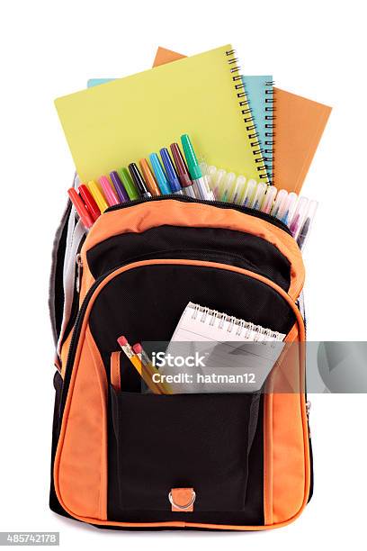 Schultasche Stockfoto und mehr Bilder von Rucksack - Rucksack, Bildung, Orange - Farbe